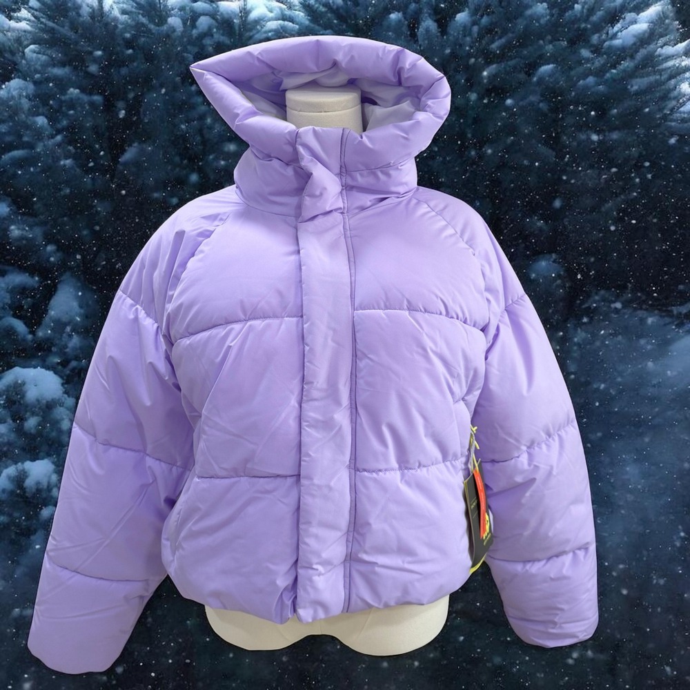 All In Motion Lavender Cropped Puffer Jacket Womens Large Winter Athleisure